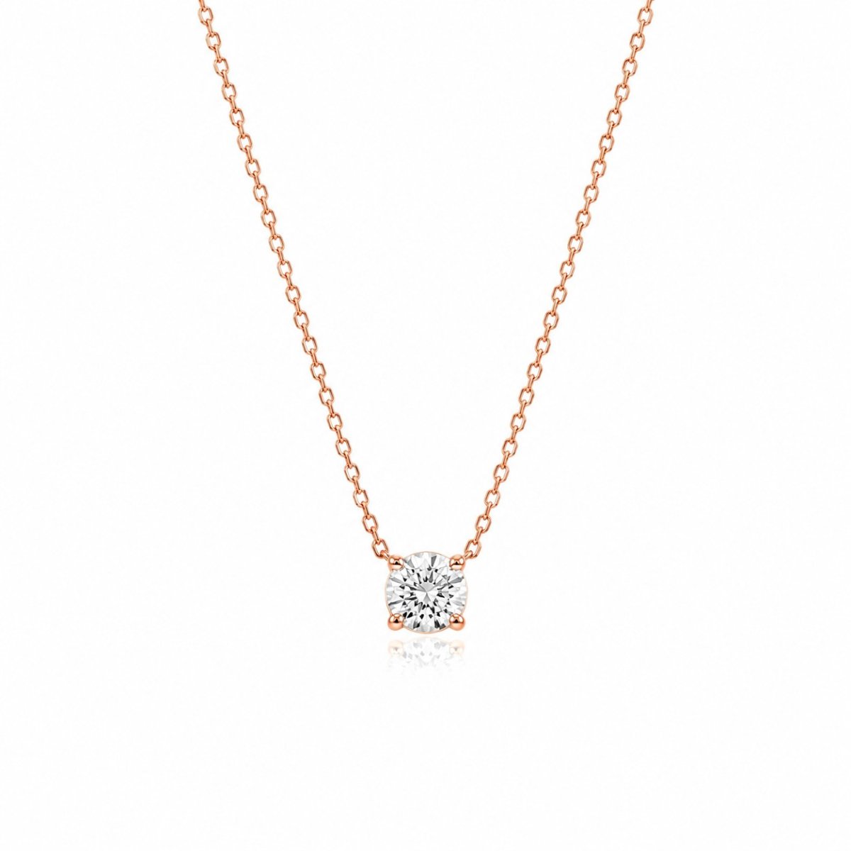 Verfijnde hanger in 18 karaat roségoud met ronde briljantgeslepen diamant