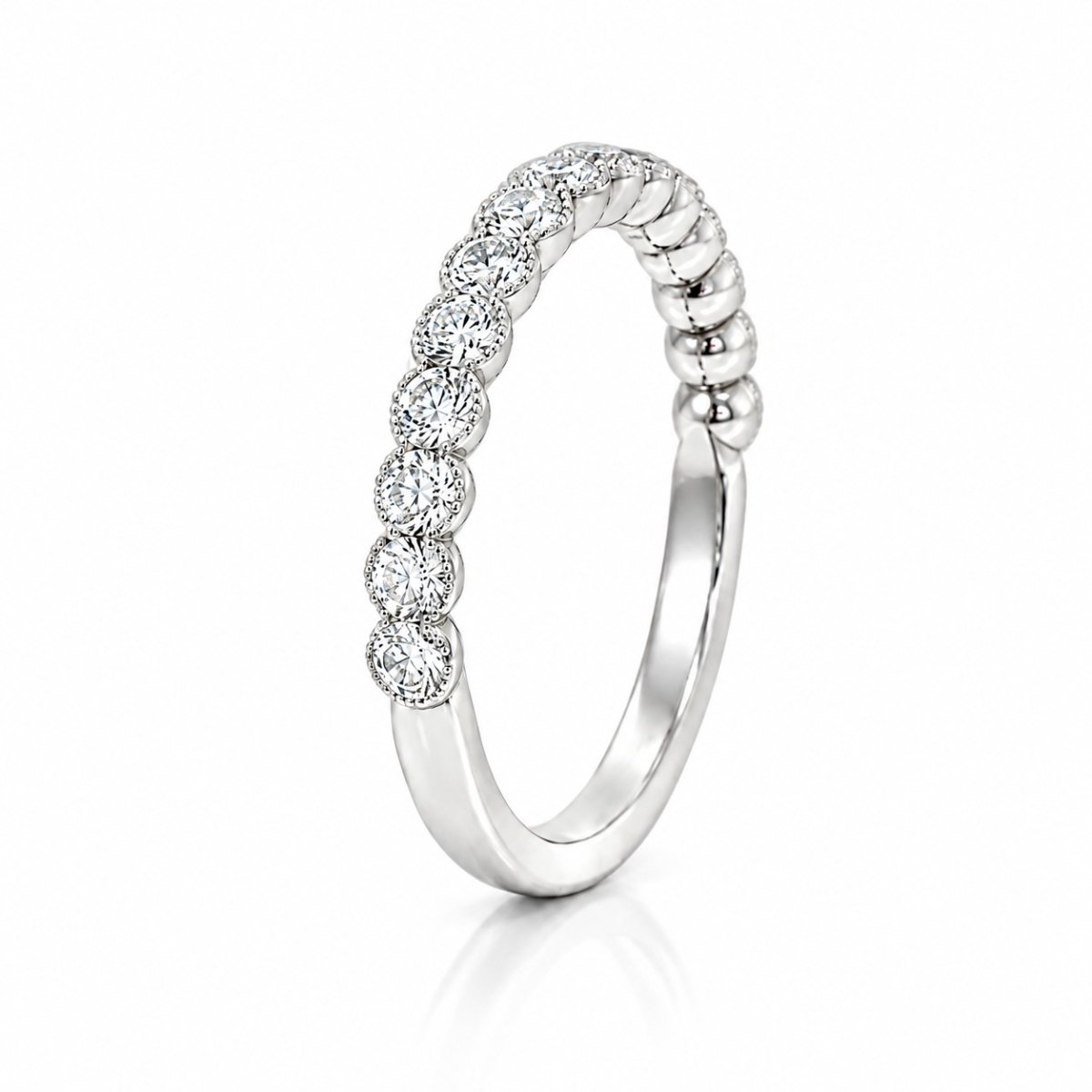 Bague demi-éternité en or blanc 18 ct et diamants