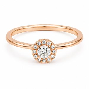 Solitaire ring in 18 karat rose gold with round brilliant-cut diamonds