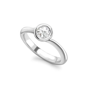 Klassieke solitairring in platina met ronde briljantgeslepen diamant