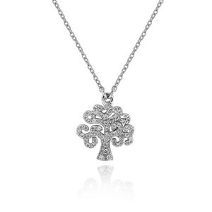 Elegante lineaire halsketting in 18 karaat witgoud met ronde briljantgeslepen diamanten