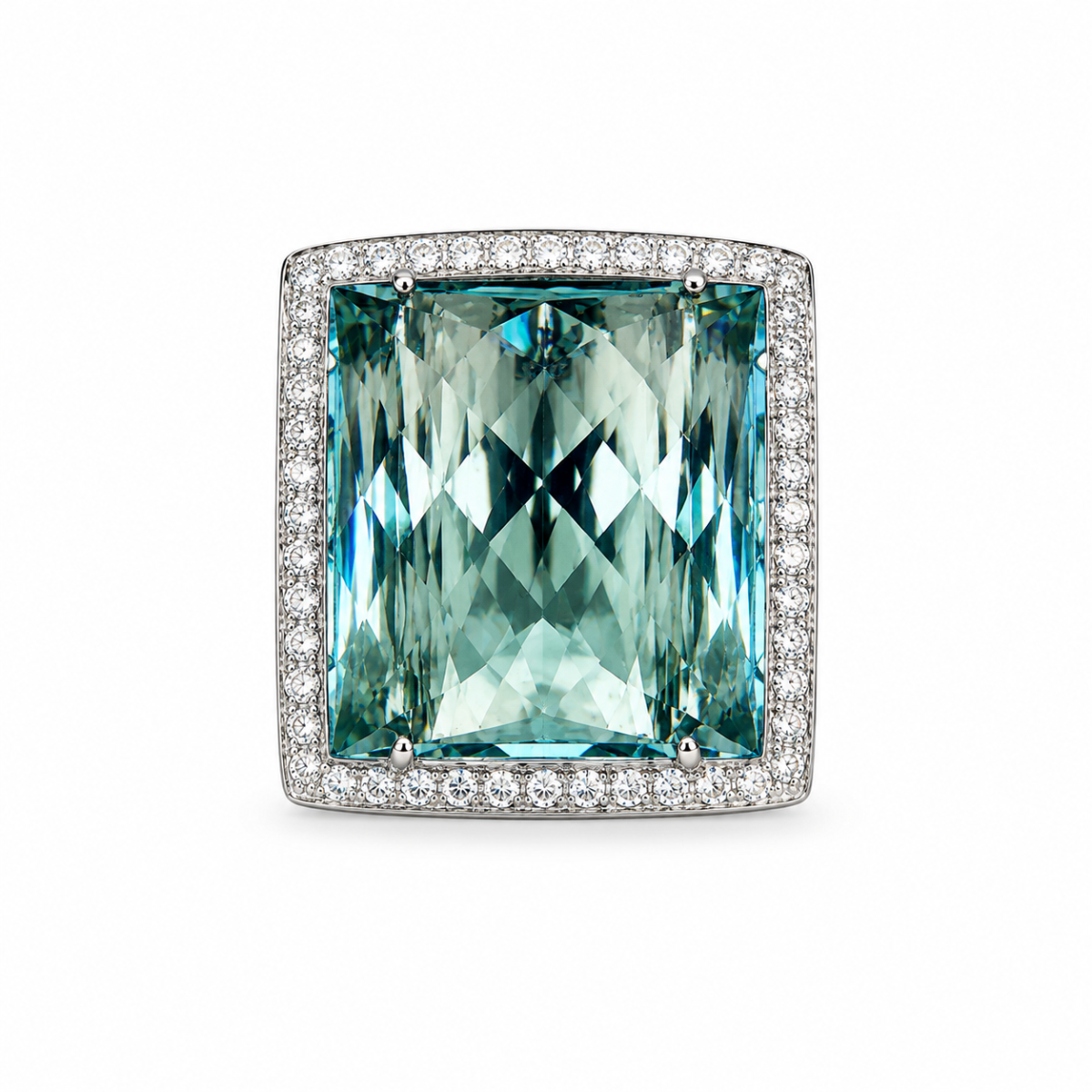 Blue topaz and diamond ring | 18kt white gold - Image 2