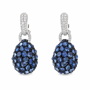 Oorbellen met blauwe saffieren en diamanten