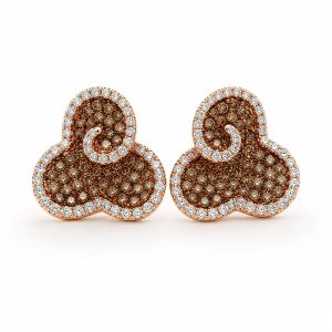 Bicolor Earrings with White & Champagne Diamonds