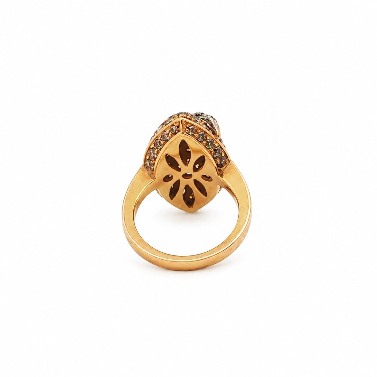 Rose Gold Sculptural Ring with Champagne & White Diamonds - Image 2