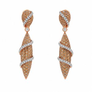 Bicolor Drop Earrings with Champagne & White Diamonds