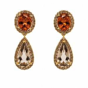 Rose-gold-earrings-with-citrine-and-smoky-quartz