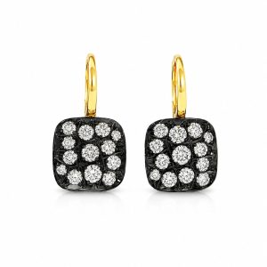 Bicolor yellow gold earrings with white diamonds