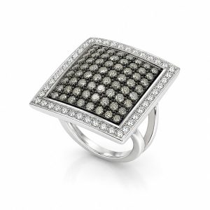 White gold diamond ring with graphic elegance