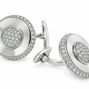 Diamanten manchetknopen in 18k witgoud