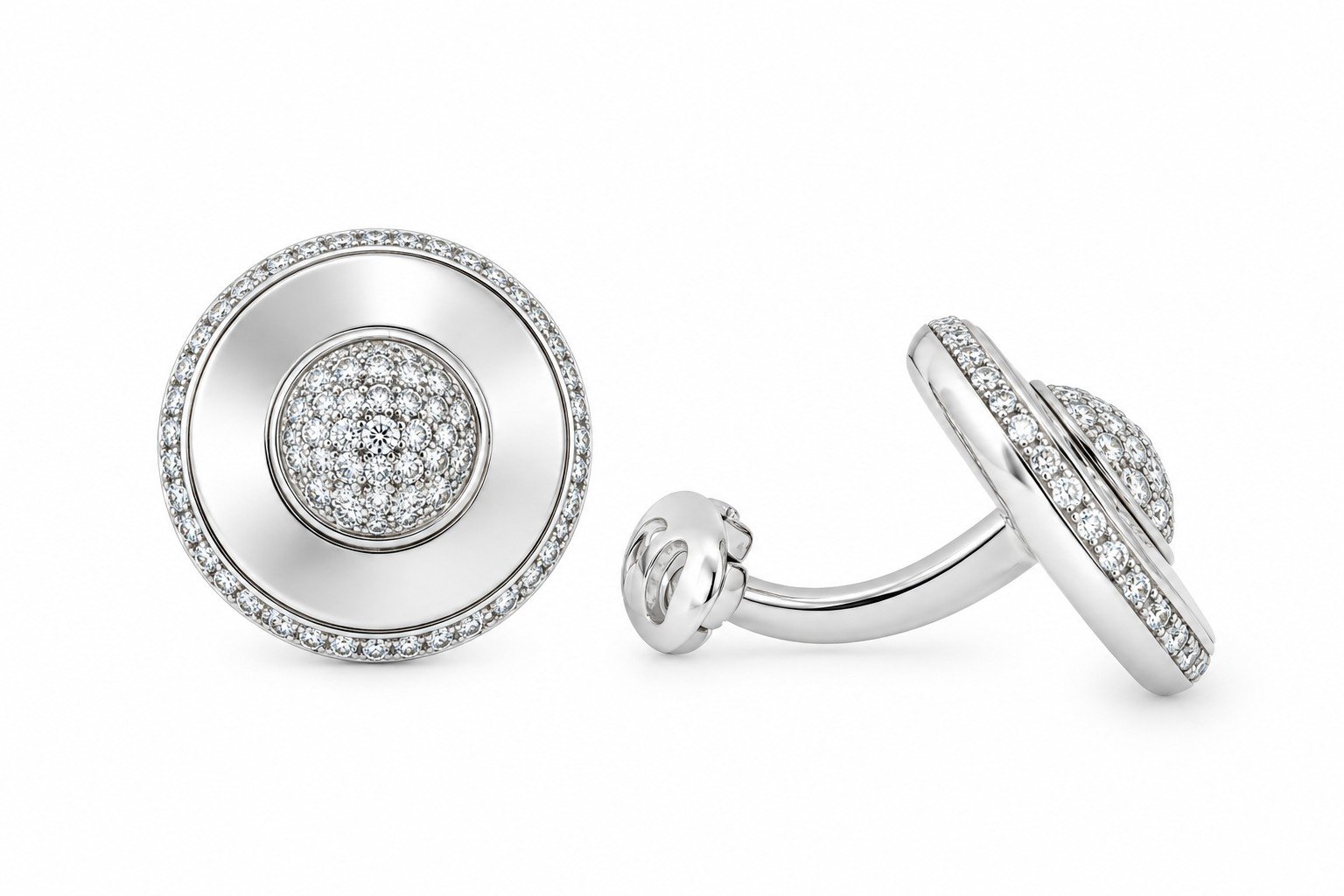 Diamanten manchetknopen in 18kt witgoud - Afbeelding 2