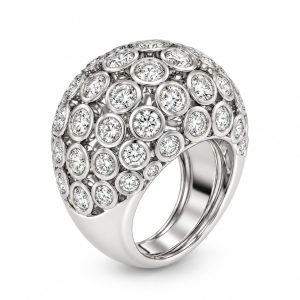 Diamond cocktail ring in 18k white gold with 63 diamonds