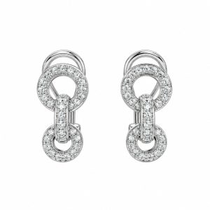 Diamond link earrings in 18k white gold