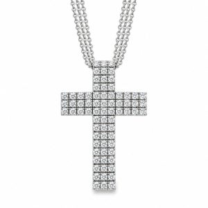 Diamanten kruis collier in 18kt witgoud