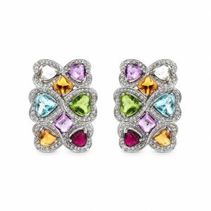 Gemstone earrings in gold with diamonds