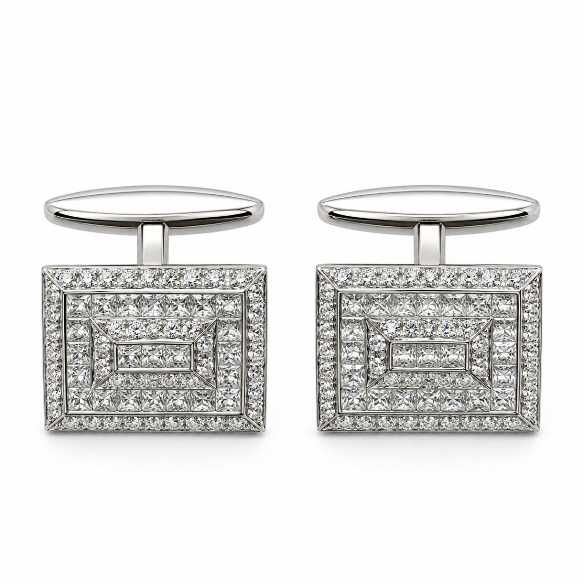 Diamanten manchetknopen in 18kt witgoud