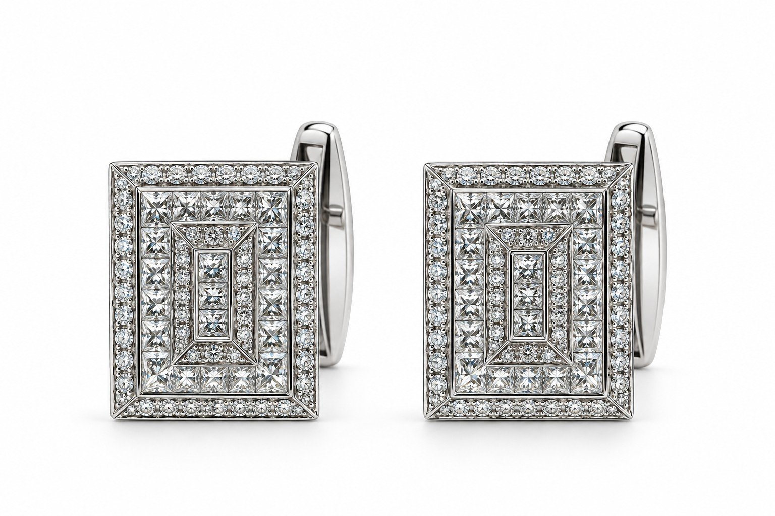Diamanten manchetknopen in 18kt witgoud - Afbeelding 3