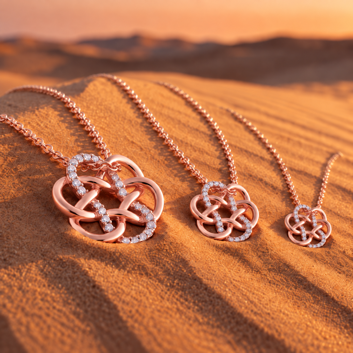 True Love Knot® medium hanger in roségoud met natuurlijke diamanten - Afbeelding 2