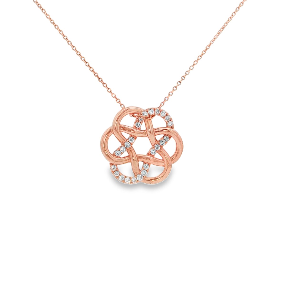 True Love Knot® medium hanger in roségoud met natuurlijke diamanten