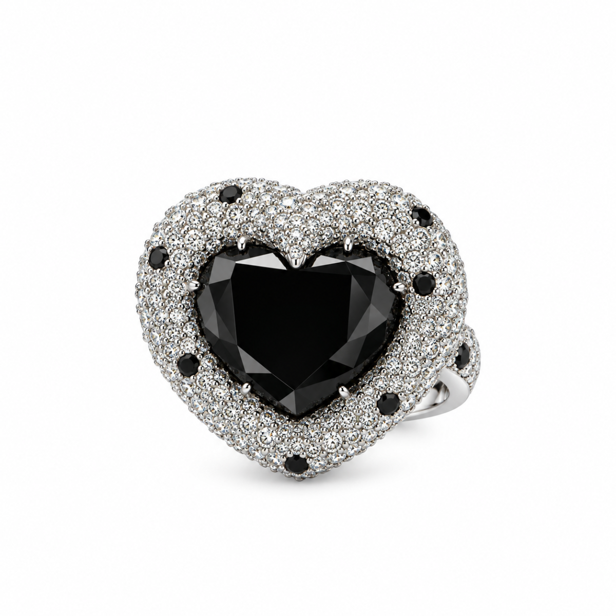 Luxury 18kt | white gold ring with black diamond and white diamonds - Image 2