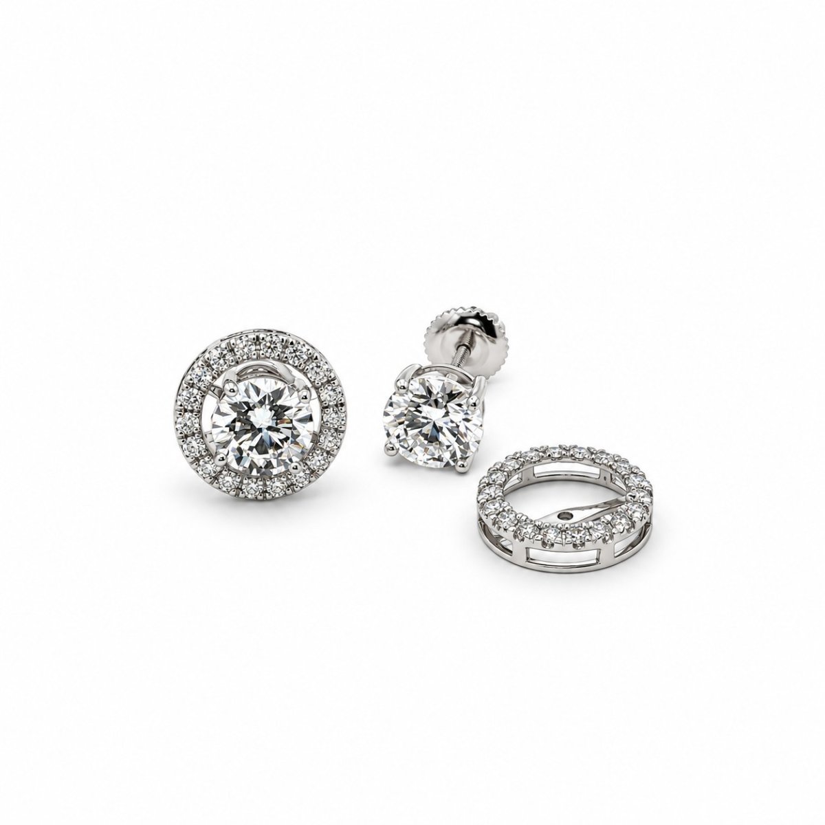 Lab grown diamanten transformeerbare oorstekers 3,45ct in 18kt WG - Afbeelding 3