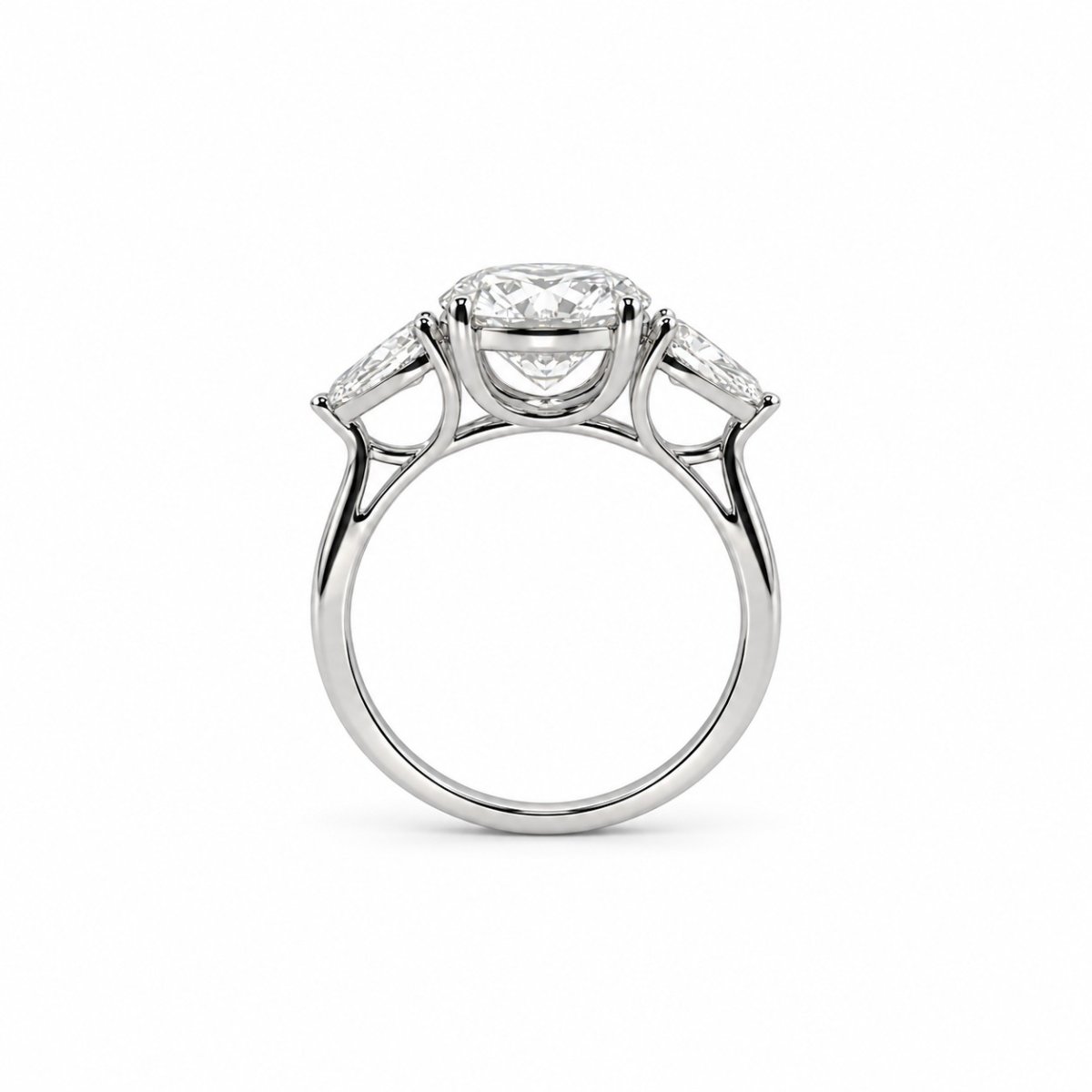 IGI-gecertificeerde Lab grown diamanten trilogie ring 3,70 ct in 18kt WG - Afbeelding 2