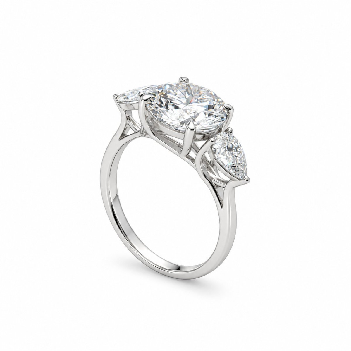 IGI-gecertificeerde Lab grown diamanten trilogie ring 3,70 ct in 18kt WG - Afbeelding 3